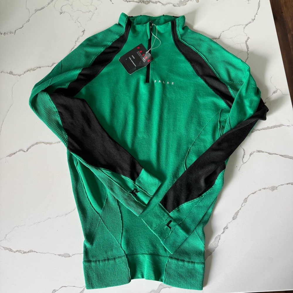 Falke Top Ergonomics Sport System Half Zip Performance Activewear Green Black L